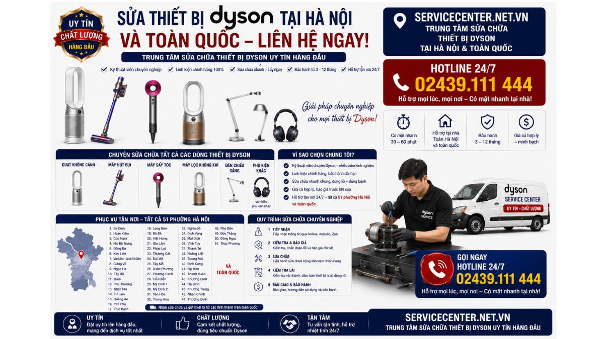 Sửa thiết bị Dyson tại Hà Nội và toàn quốc – Liên hệ ngay https://servicecenter.net.vn Hotline: 02439.111 444 Uy Tín – Hỗ Trợ Tại Nhà 24/7