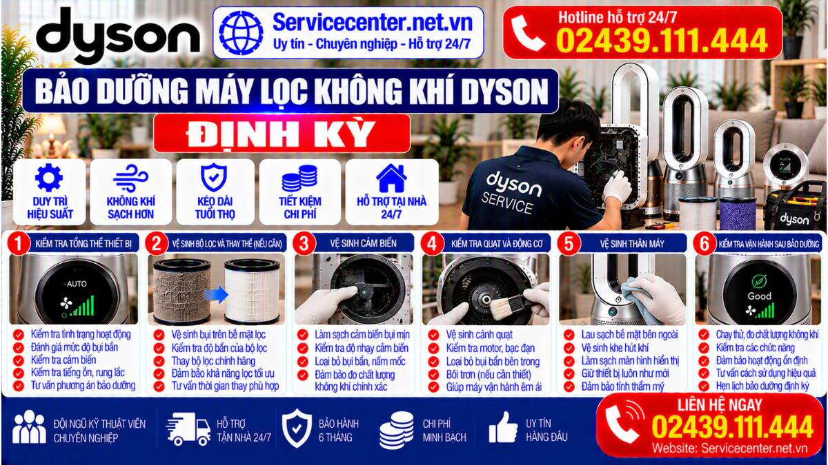 Bảo Dưỡng Máy Lọc Không Khí Dyson Định Kỳ Website: Servicecenter.net.vn   📞 Hotline: 02439.111.444