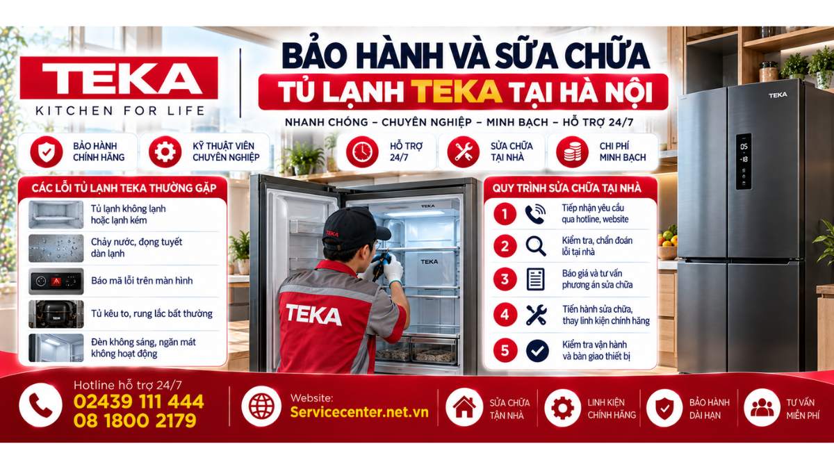 Bảo hành và sửa chữa tủ lạnh Teka tại Hà Nội Website: Servicecenter.net.vn 📞 Hotline: 02439 111 444 08 1800 2179