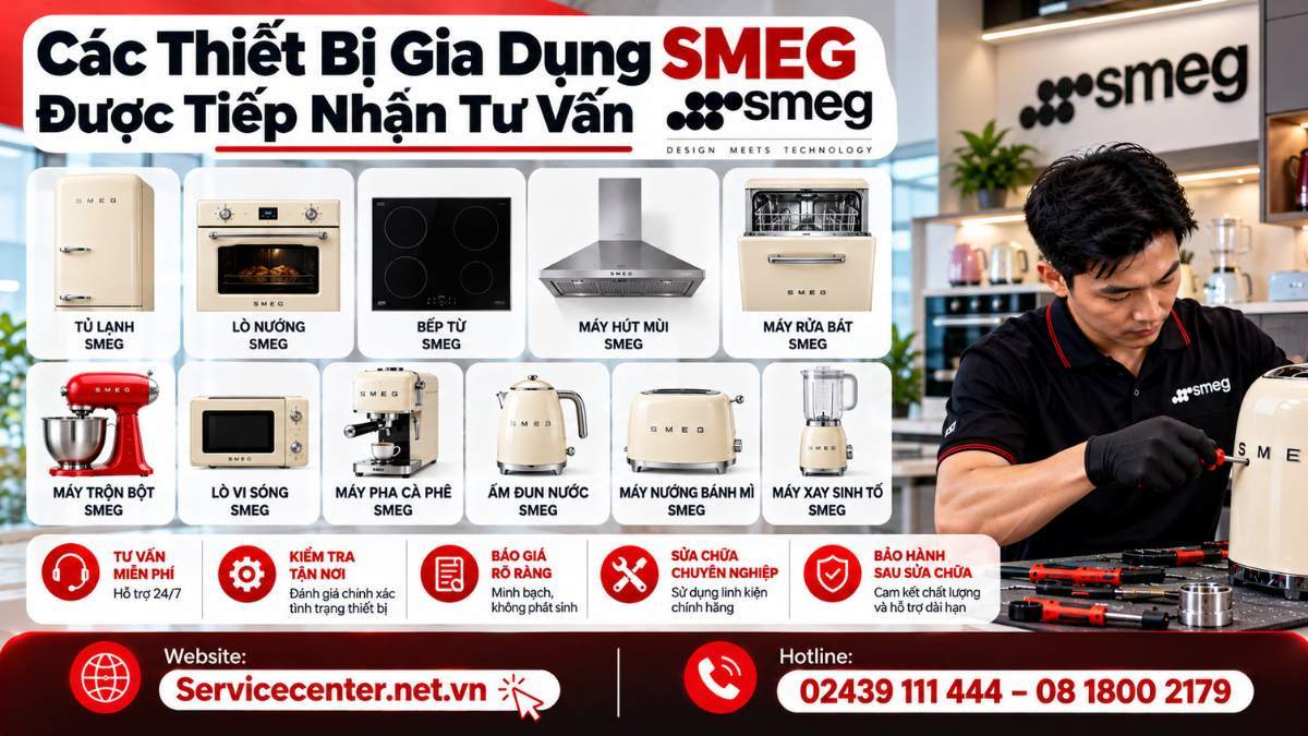 Các thiết bị gia dụng SMEG được tiếp nhận tư vấn Website: https://Servicecenter.net.vn - Hotline: 02439 111 444 – 08 1800 2179