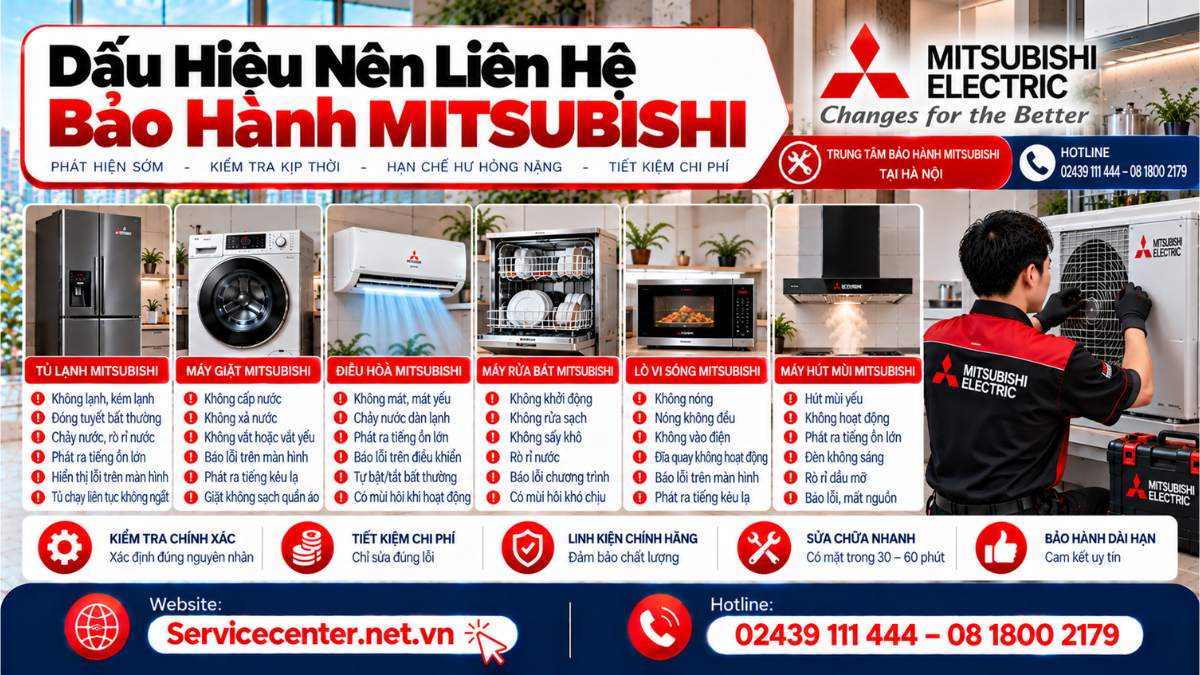 Dấu Hiệu Nên Liên Hệ Bảo Hành Mitsubishi Website: https://Servicecenter.net.vn - Hotline: 02439 111 444 – 08 1800 2179