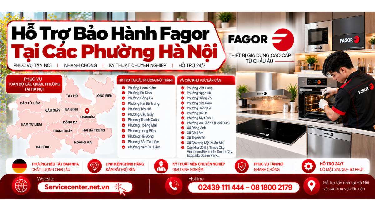 Hỗ trợ bảo hành Fagor tại các phường Hà Nội Website: https://Servicecenter.net.vn
- Hotline: 02439 111 444 – 08 1800 2179