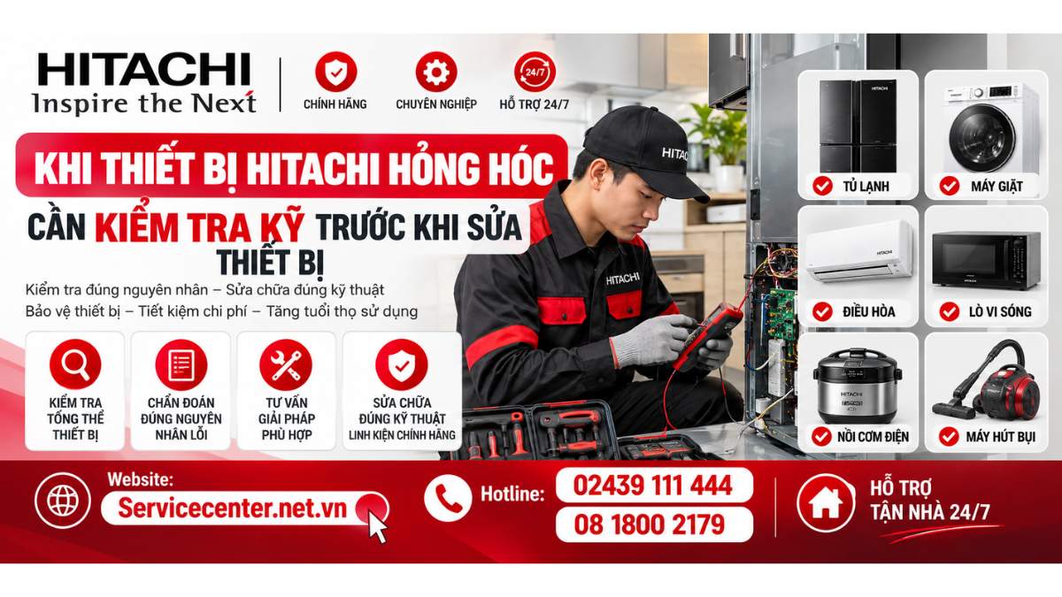 Khi thiết bị Hitachi hỏng hóc cần kiểm tra kỹ trước khi sửa thiết bị Website: Servicecenter.net.vn   📞 Hotline: 02439 111 444  08 1800 2179