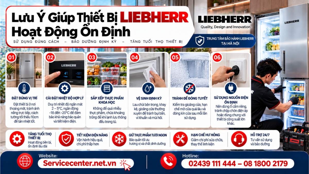Lưu Ý Giúp Thiết Bị Liebherr Hoạt Động Ổn Định Website: https://Servicecenter.net.vn
- Hotline: 02439 111 444 – 08 1800 2179