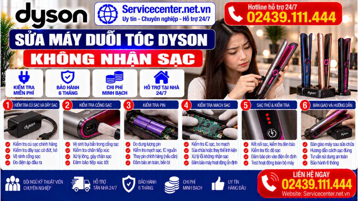 Sửa Máy Duỗi Tóc Dyson Không Nhận Sạc Website: Servicecenter.net.vn   📞 Hotline: 02439.111.444