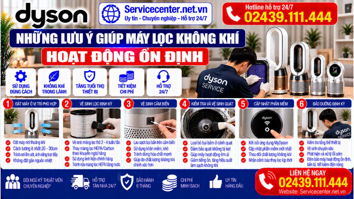 Những Lưu Ý Giúp Máy Lọc Không Khí Hoạt Động Ổn Định Website: Servicecenter.net.vn   📞 Hotline: 02439.111.444