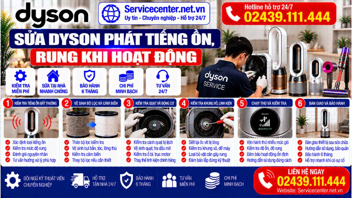 Sửa Dyson Phát Tiếng Ồn, Rung Khi Hoạt Động Website: Servicecenter.net.vn   📞 Hotline: 02439.111.444