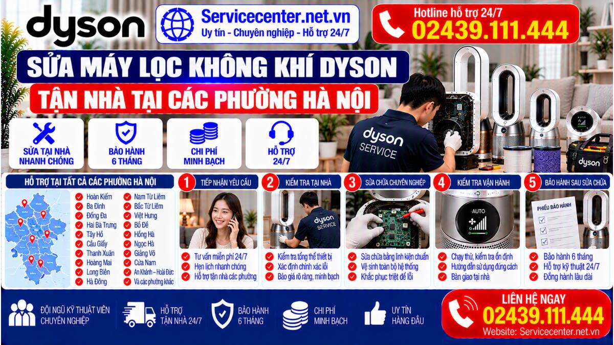 Sửa Máy Lọc Không Khí Dyson Tận Nhà Tại Các Phường Hà Nội Website: Servicecenter.net.vn   📞 Hotline: 02439.111.444