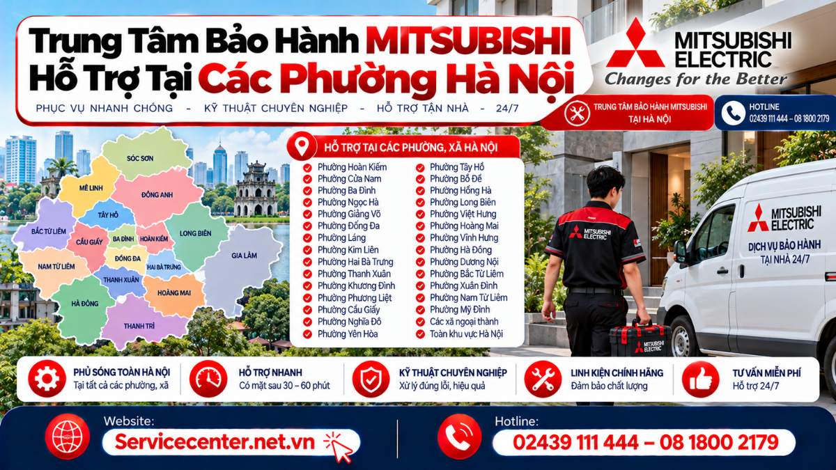 Trung Tâm Bảo Hành Mitsubishi Hỗ Trợ Tại Các Phường Hà Nội Website: https://Servicecenter.net.vn - Hotline: 02439 111 444 – 08 1800 2179